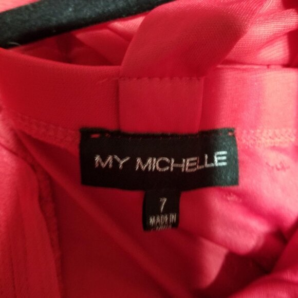 My Michelle Red Beaded Empire Waist Cocktail Dress Size 7 - Picture 3 of 3